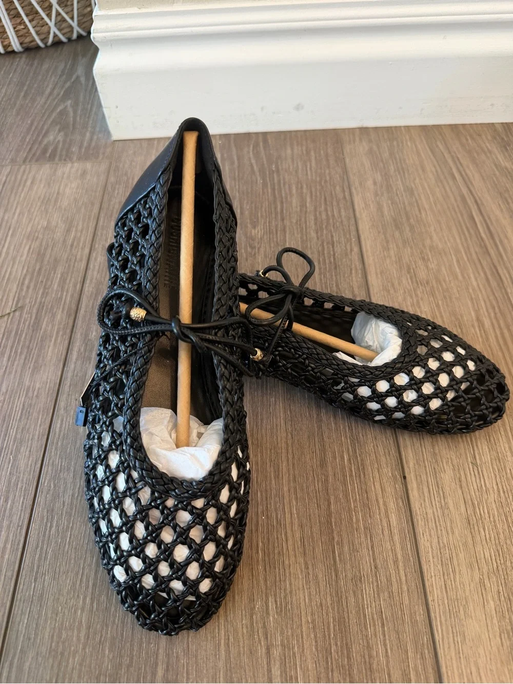 Cushionaire Black Woven Bow Ballet Flats